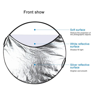 Hridz 110cm 5 in 1 round light reflectors with Hand Grip Translucent, Silver, Gold, White, and Black