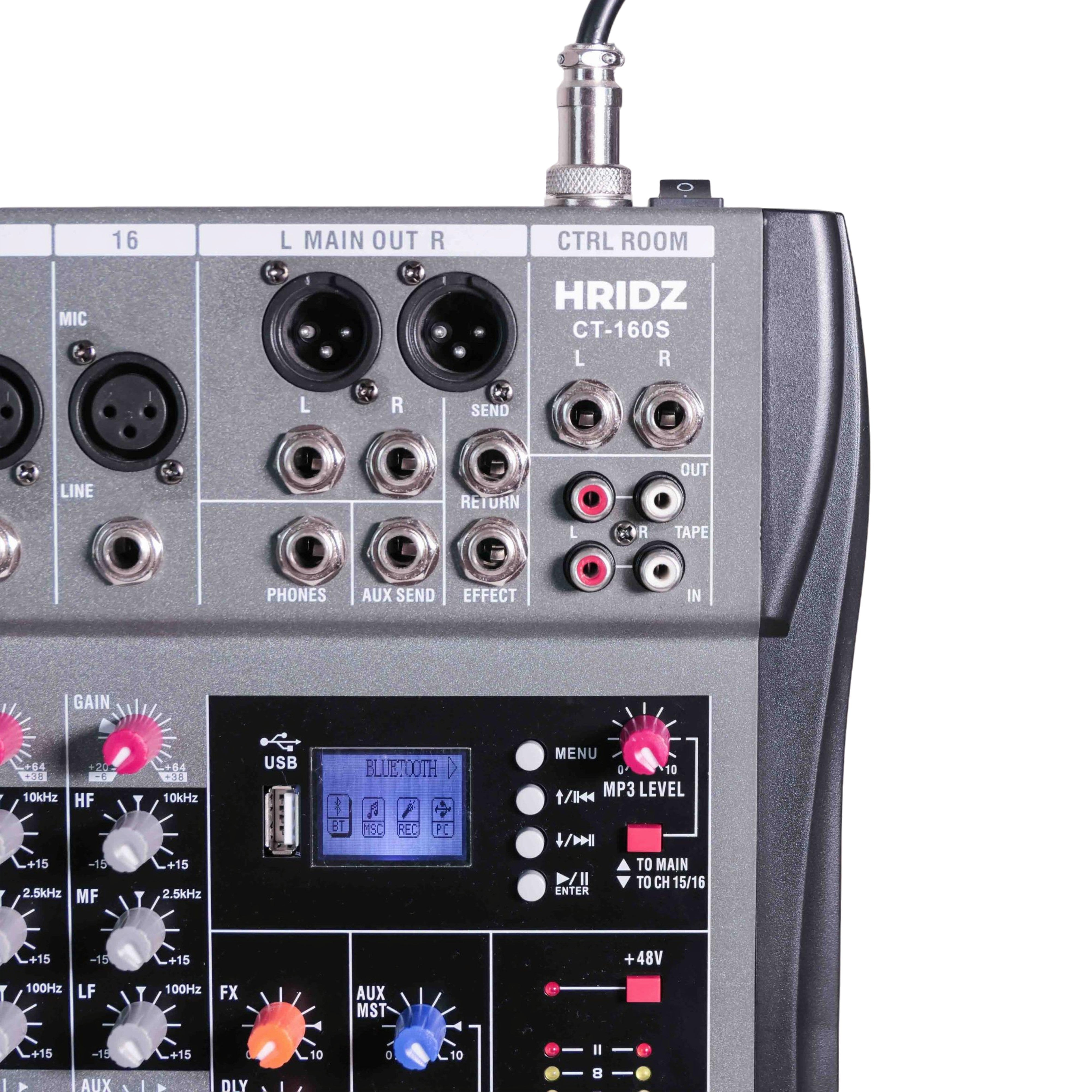 Hridz 16-Ch Professional Audio Mixer - USB Interface, Bluetooth & 48V Phantom Power for Studio, DJ, Karaoke & Live Stage