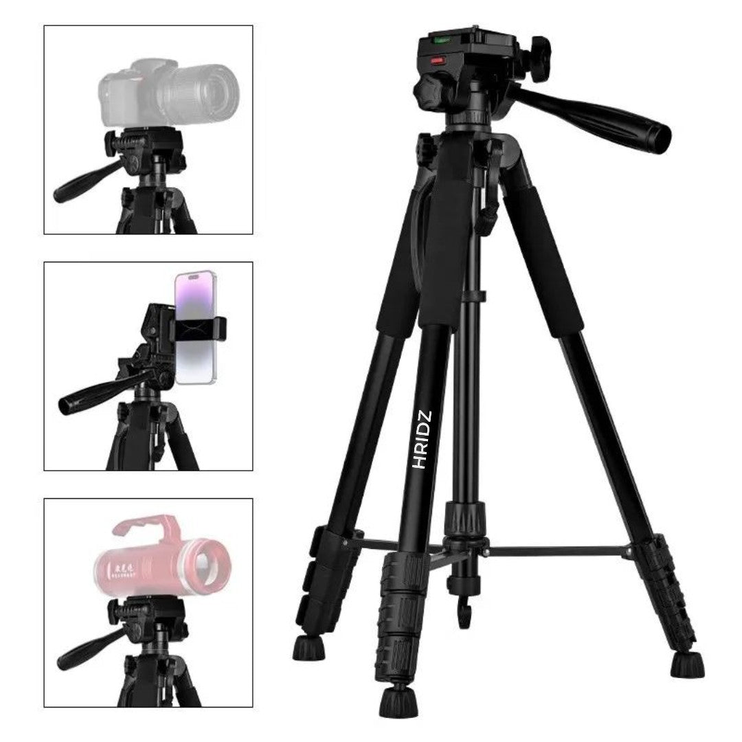 Hridz 175cm Portable Aluminium Alloy Camera Tripod with 3-Way Swivel Pan Head & Carry Bag – Lightweight Travel Tripod for DSLR, Mirrorless & Video Camcorders