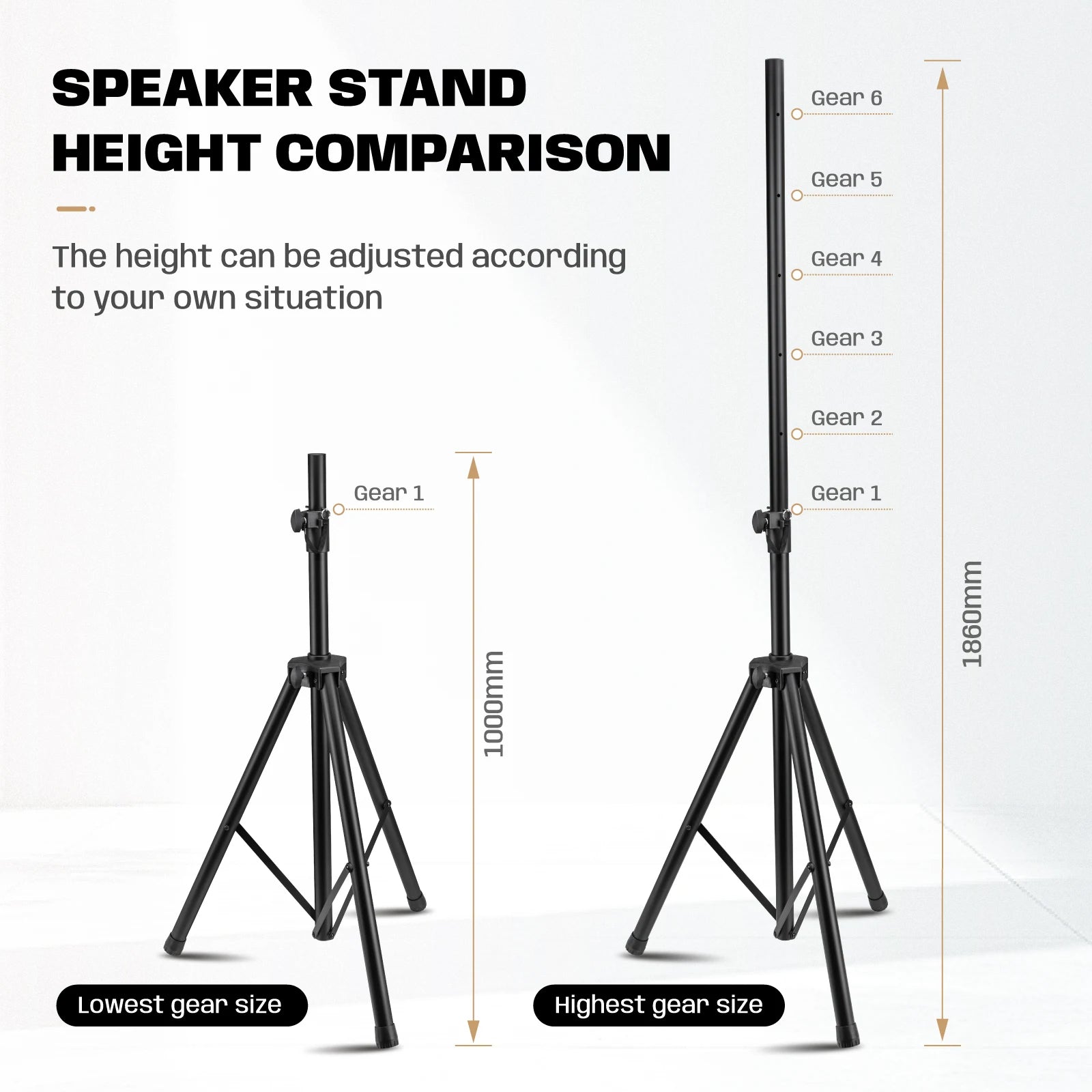 2Pcs Hridz 186cm Heavy-Duty Speaker Stand Professional DJ Tripod with Base Plate