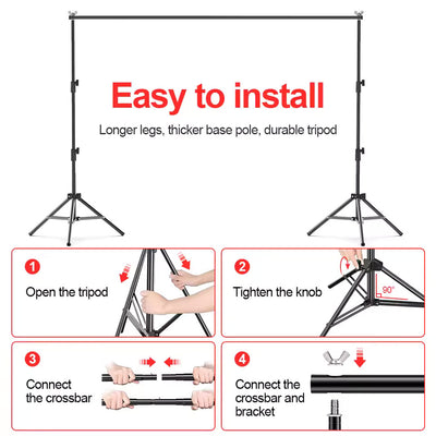 Hridz 2.6m*3m Heavy Duty Photography Backdrop Support System for Quality Photoshoot Background Video Studio