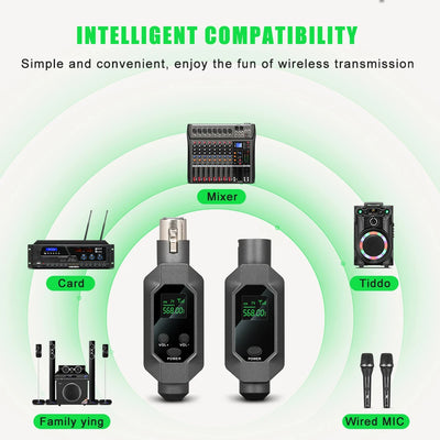 Hridz 2 in 1 Wireless UHF Microphone XLR Converter For Microphone Mixer Speaker Transmitter & Receiver