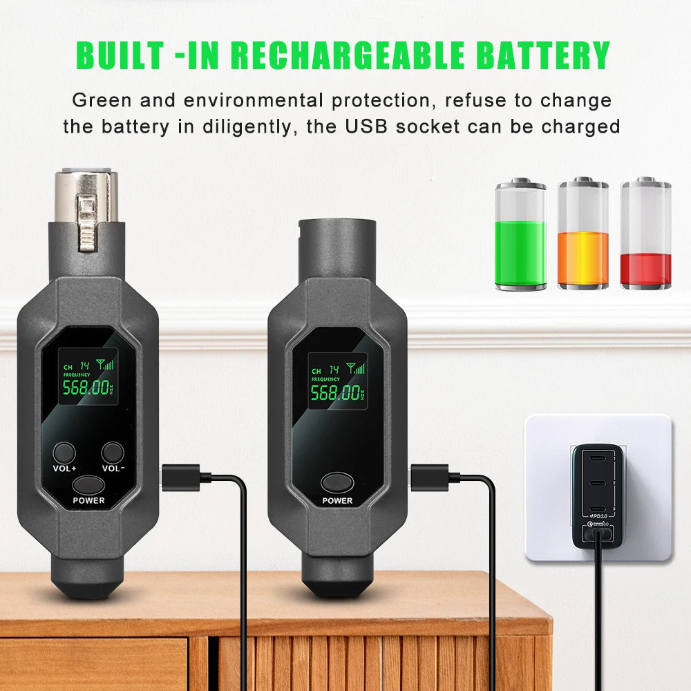 Hridz 2 in 1 Wireless UHF Microphone XLR Converter For Microphone Mixer Speaker Transmitter & Receiver