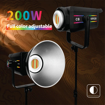 Hridz 200W RGB COB LED Video Light with Remote Control – Adjustable 2800K-6800K Studio Photography Lighting for YouTube, Live Streaming, Filmmaking & Content Creation