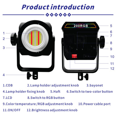 Hridz 200W RGB COB LED Video Light with Remote Control – Adjustable 2800K-6800K Studio Photography Lighting for YouTube, Live Streaming, Filmmaking & Content Creation
