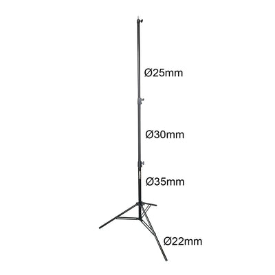Hridz 280cm Black Stainless Steel Light Stand Colour Heavy Duty with Spigot