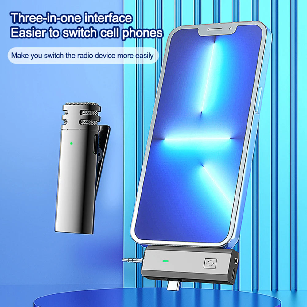 Hridz 3 In 1 Wireless Lavalier Lapel Microphone Set For Iphone Android SLR Camera