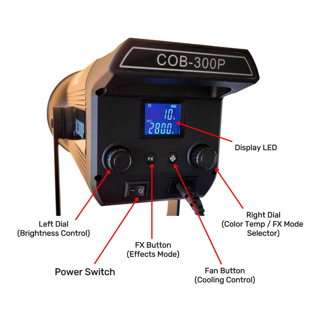 Hridz 300W Video LED Light Ultra Bright Bi-Color COB Bowens Mount For Filmmaking Photography Stage