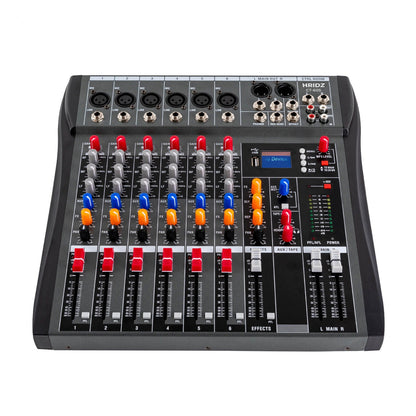 Hridz 6 Channels Bluetooth Mixer DJ Karaoke Live Studio Audio Mixer USB Console Amplifier AUX