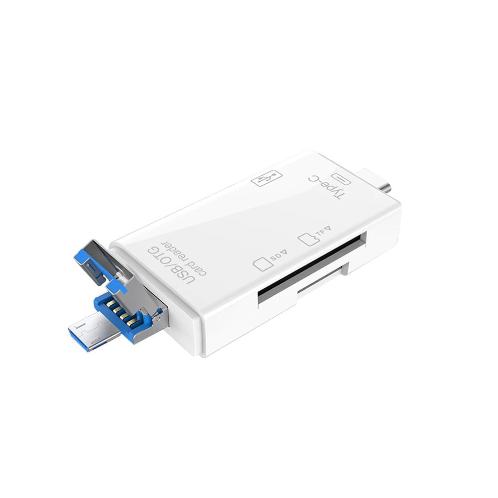 Hridz 6-in-1 USB-C & Micro USB Card Reader — SD/TF Memory Adapter for Phone, Tablet & Laptop