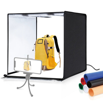 Hridz 60cm Folding Photo Lightbox Professional Product Photography Tent with Bi-Colour LEDs & 6 Anti-Wrinkle Backdrops