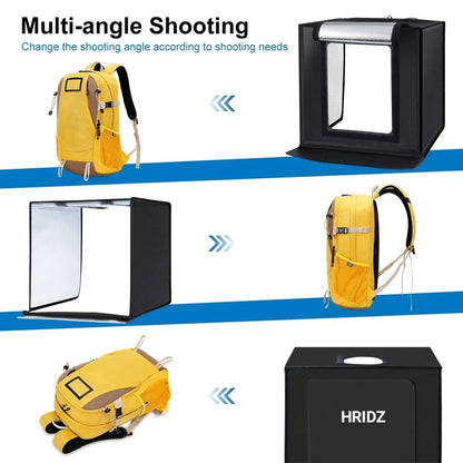 Hridz 60cm Folding Photo Lightbox Professional Product Photography Tent with Bi-Colour LEDs & 6 Anti-Wrinkle Backdrops