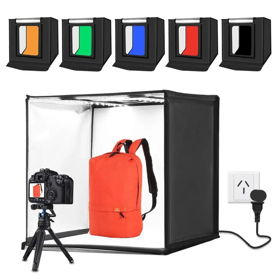 Hridz 60cm Folding Photo Lightbox Professional Product Photography Tent with Bi-Colour LEDs & 6 Anti-Wrinkle Backdrops