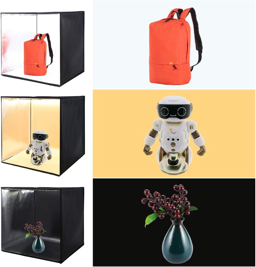 Hridz 60cm Folding Photo Lightbox Professional Product Photography Tent with Bi-Colour LEDs & 6 Anti-Wrinkle Backdrops