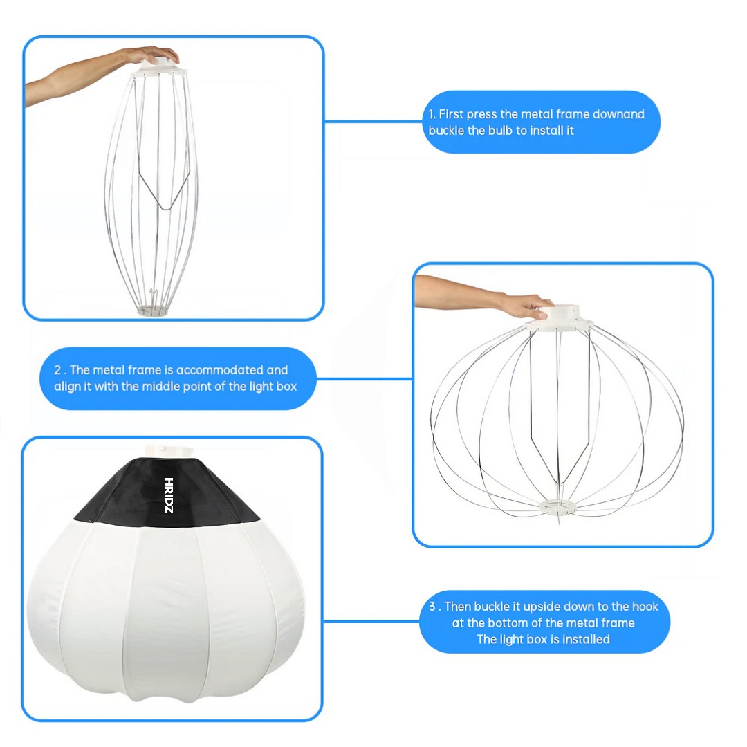 Hridz 65cm Globe Lantern Softbox Strong Metal Bowens mount For Video Studio Photography