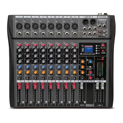 Hridz 8 Channels Bluetooth Audio Mixer DJ Karaoke Live Studio Mixing USB Console Amplifier AUX