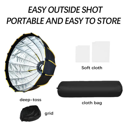 Hridz 90cm Bowens Parabolic Softbox Metal Diffuser with Honeycomb grid For Video Lights BM-H90