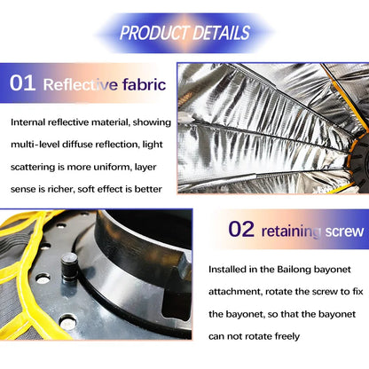 Hridz 90cm Bowens Parabolic Softbox Metal Diffuser with Honeycomb grid For Video Lights BM-H90