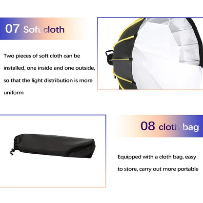 Hridz 90cm Bowens Parabolic Softbox Metal Diffuser with Honeycomb grid For Video Lights BM-H90