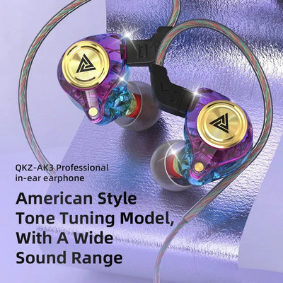 Hridz AK3 Wired In-Ear Monitor IEM Earphone with Microphone HiFi Music Monitor Bass Headphone