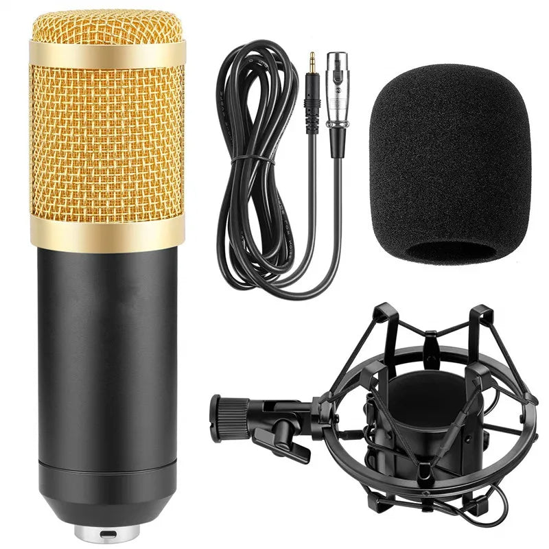 Hridz BM-800 Gold Studio Condenser Microphone Kit with Boom Arm, Pop Filter Shock Mount for Podcast, Streaming, Recording Voiceovers