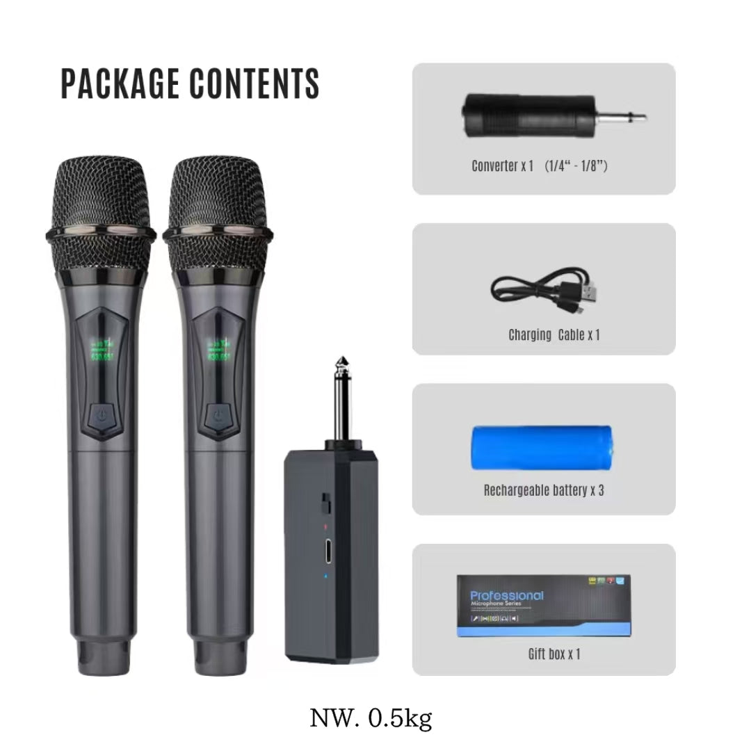 Hridz CT-80S 8 Channel Audio Mixer & U8 Dual 2.4GHz Wireless Microphone Karaoke Bundle