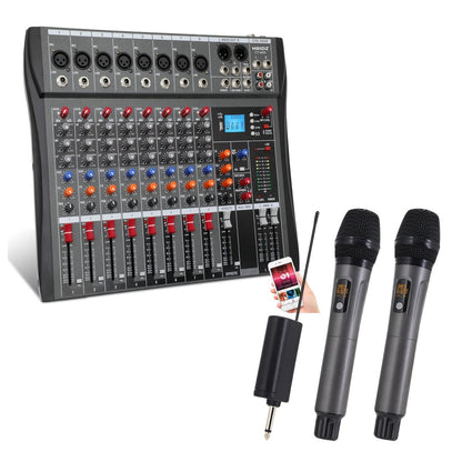 Hridz CT-80S 8 Channel Sound Audio Mixer & UR109 Dual Wireless Microphone Audio Bundle