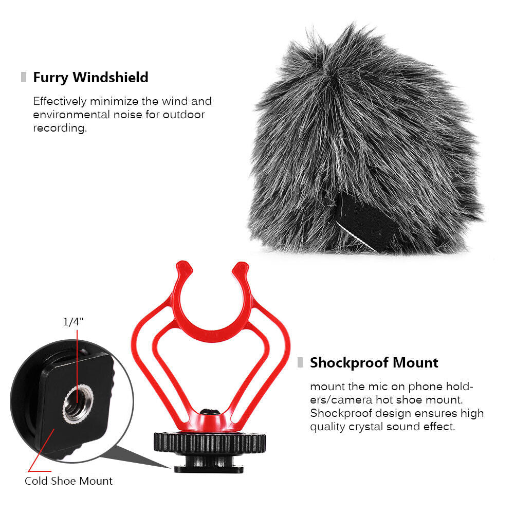 Hridz Cardioid Lavalier Shotgun Microphone For On-Camera & Smartphone