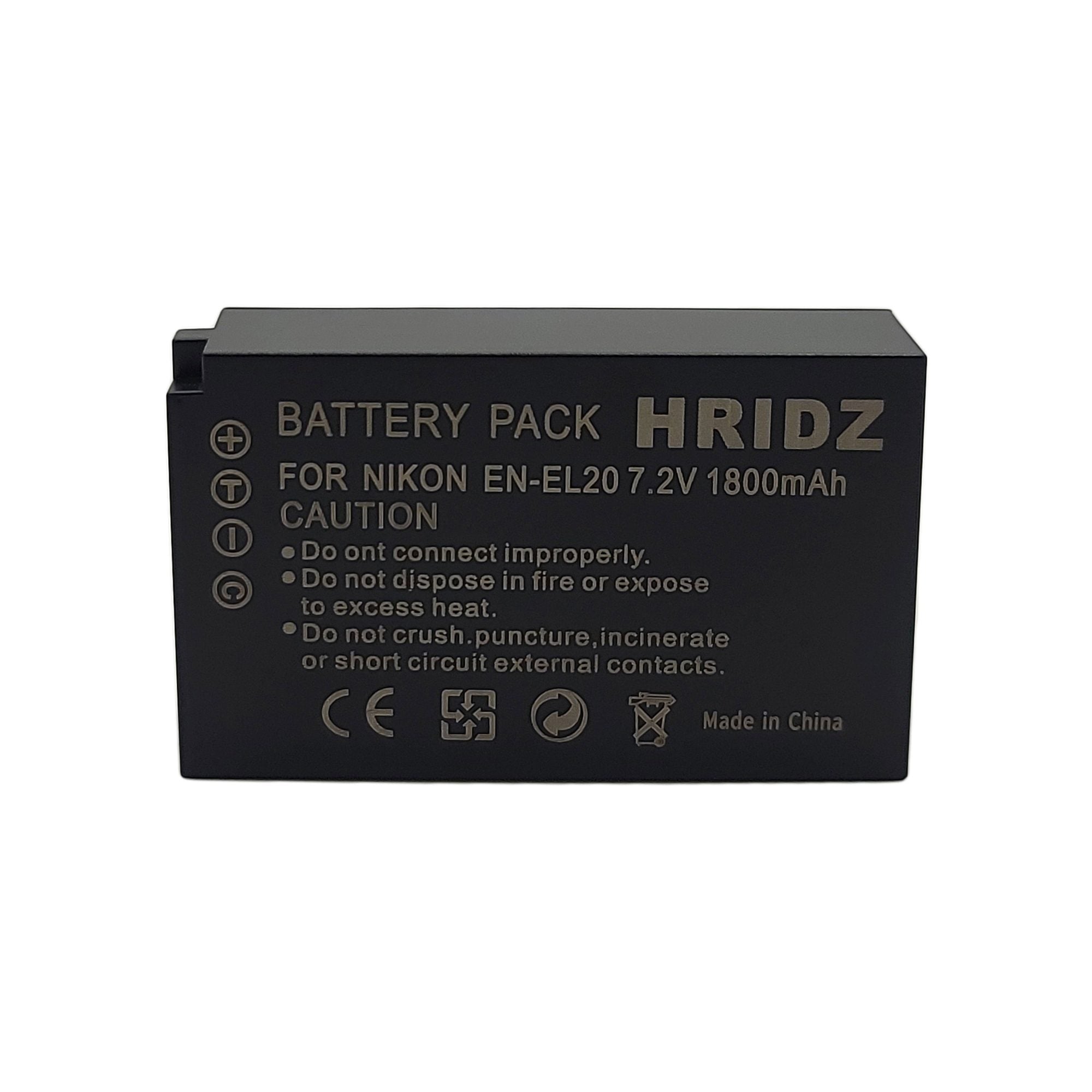 Hridz EN-EL20 Battery for Nikon EN-EL20 EL20A J1 J2 J3 S1 V3 A AW1 EL20A
