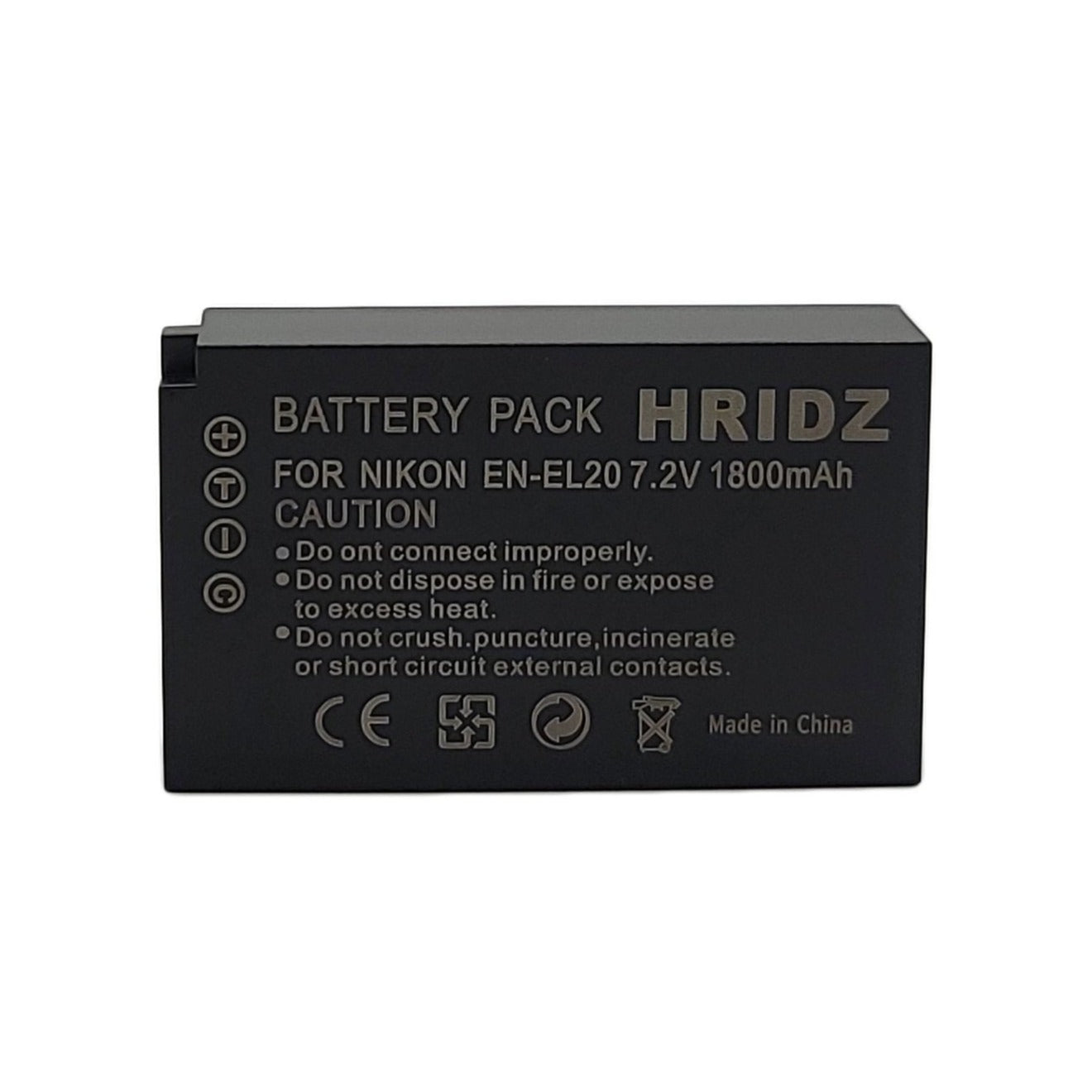 Hridz EN-EL20 Battery for Nikon EN-EL20 EL20A J1 J2 J3 S1 V3 A AW1 EL20A