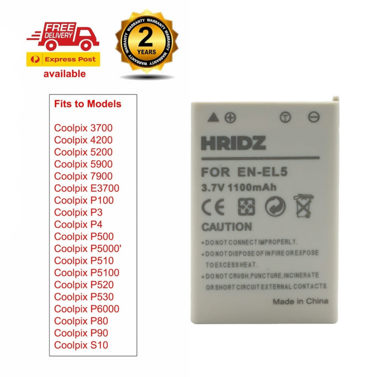 Hridz EN-EL5 Replacement Battery for Nikon Coolpix Cameras