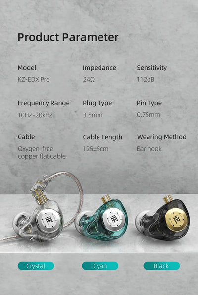 Hridz Edx Pro In ear monitors Wired Earphones No-Mic IEM HIFI Stereo Bass Music Earbuds IEM