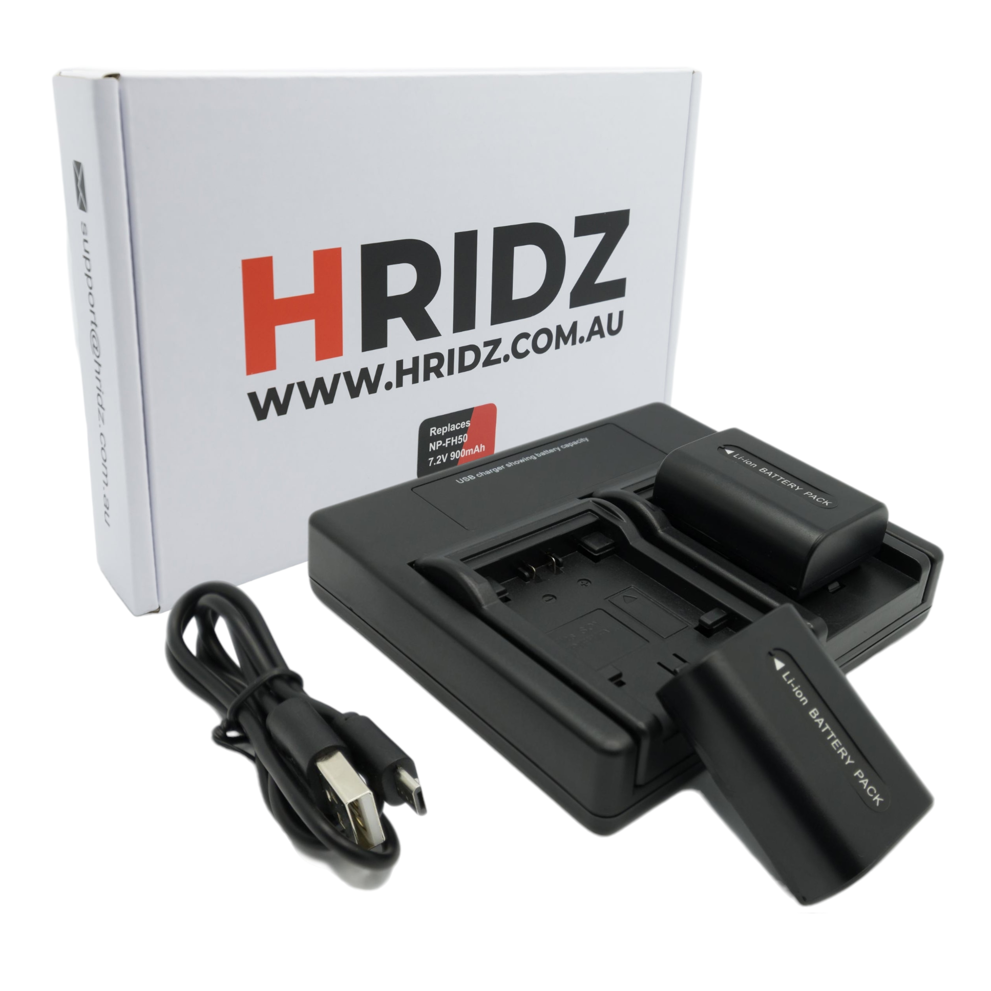Hridz FH50 2*Batteries 1*Dual Charger for Sony Cyber-Shot NP-FH50 HX1 HX100