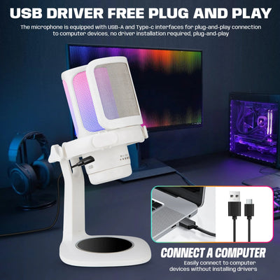 Hridz Gaming Mic - USB High-Quality Condenser Microphone Noise Cancelling with One Click Mute