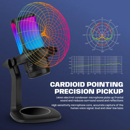 Hridz Gaming Mic - USB High-Quality Condenser Microphone Noise Cancelling with One Click Mute