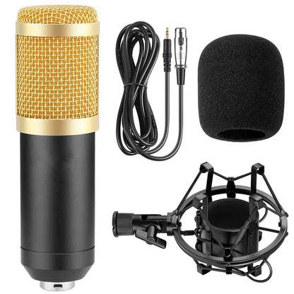 Hridz Gold Plated Professional Studio Condenser Microphone with Sound card for Desk