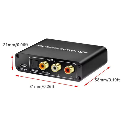 Hridz HDMI ARC Audio Extractor DAC Converter with Optical Coaxial SPDIF RCA 3.5mm Headphone Output for TV & Home Theater