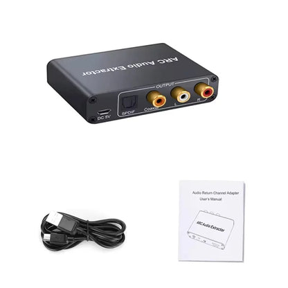 Hridz HDMI ARC Audio Extractor DAC Converter with Optical Coaxial SPDIF RCA 3.5mm Headphone Output for TV & Home Theater
