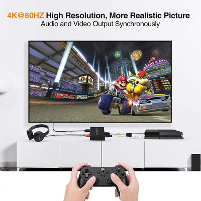 Hridz HDMI Audio Extractor Converter 4K 60Hz HDMI to SPDIF + RCA L/R Stereo