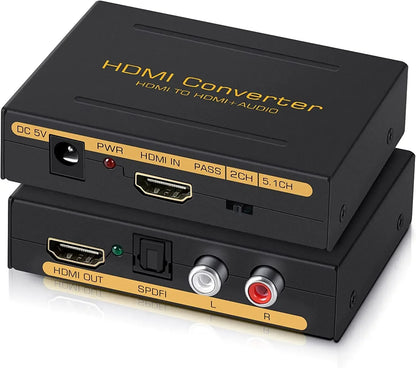 Hridz HDMI Audio Extractor Converter 4K 60Hz HDMI to SPDIF + RCA L/R Stereo