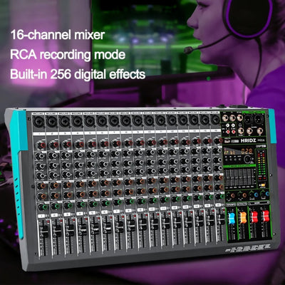 Hridz HG16 16-Channel Professional Audio Mixer Console with Bluetooth, USB, 7-Band Equalizer, DSP Effects