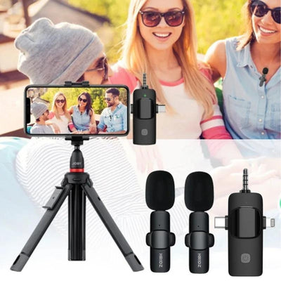 Hridz HZ31 Wireless Mini Microphone 3-in-1 Lavalier Mic for iOS, Android, DSLR, Smartphone, Laptop & Desktop