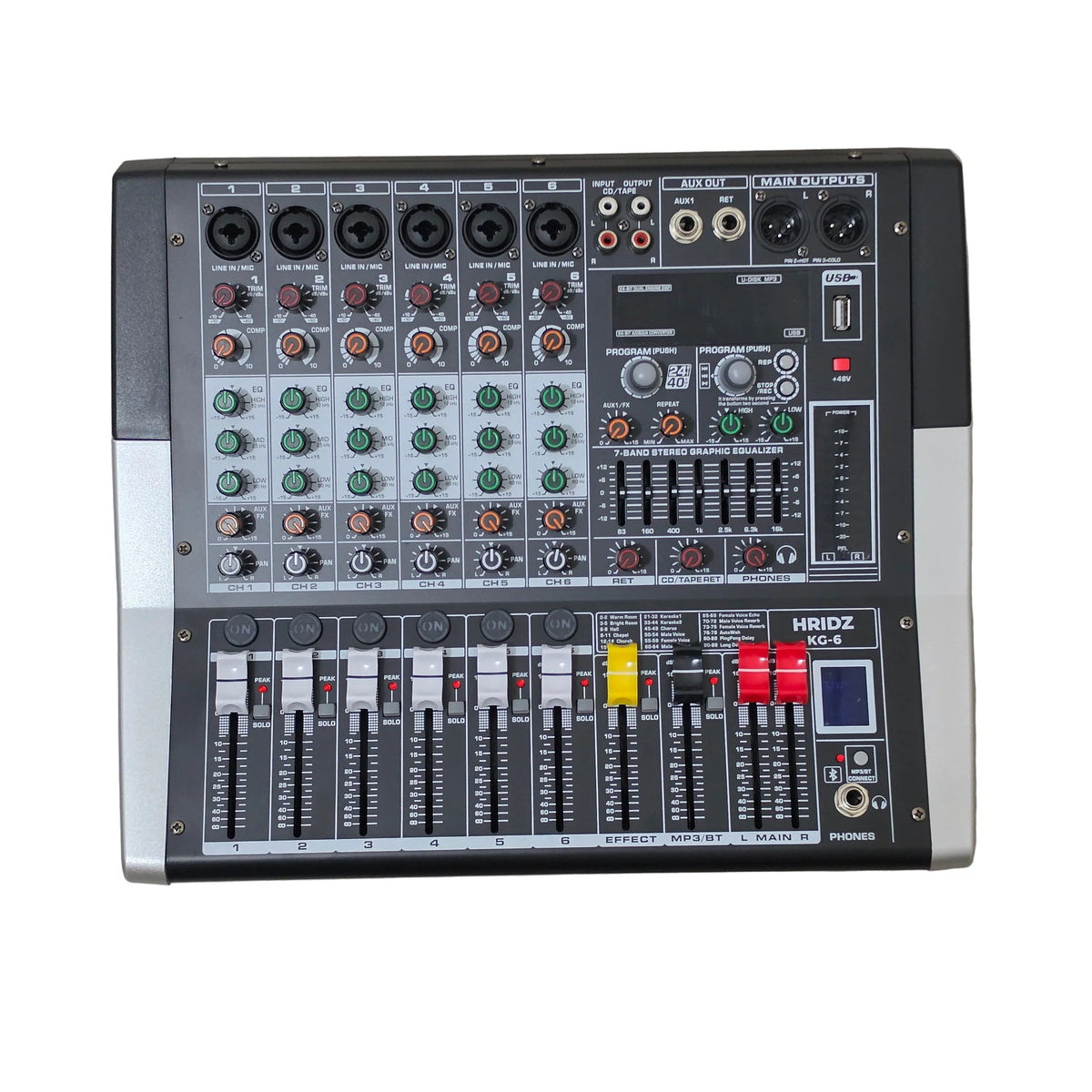 Hridz KG-4 / KG-6 / KG-8 Powered Audio Mixer 600W × 2 with Bluetooth, USB & Built-In Effects