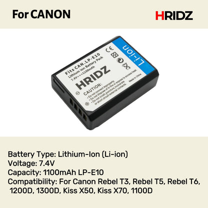 Hridz LP-E10 Battery for Canon EOS 3000D 1500D 1300D 1200D 1100D E10 LC-E10