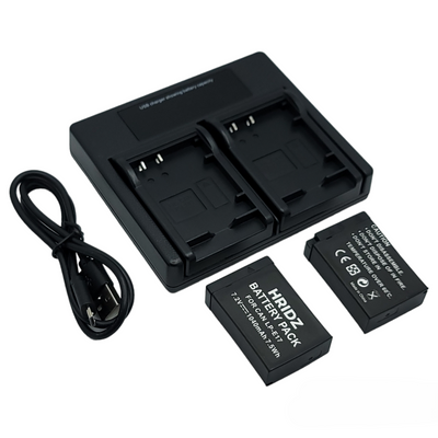 Hridz LP-E17 Battery & Charger Kit – 2 Batteries + Dual USB Charger for Canon EOS R8, R50, RP, M6, 200D, 77D, 800D