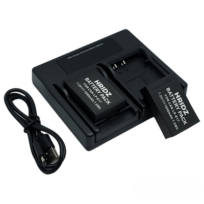 Hridz LP-E17 Battery & Charger Kit – 2 Batteries + Dual USB Charger for Canon EOS R8, R50, RP, M6, 200D, 77D, 800D