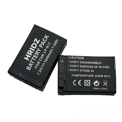 Hridz LP-E17 Battery & Charger Kit – 2 Batteries + Dual USB Charger for Canon EOS R8, R50, RP, M6, 200D, 77D, 800D