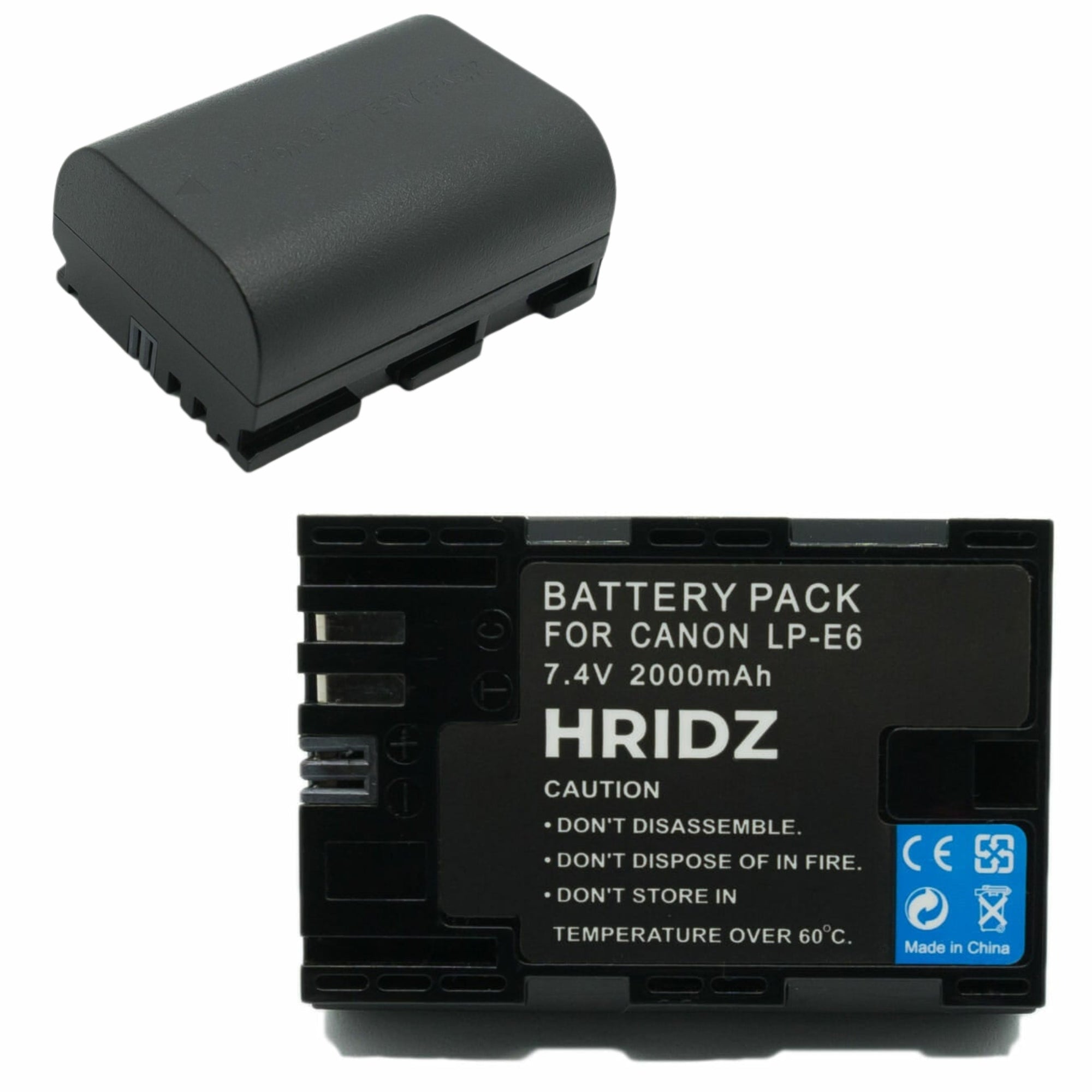 Hridz LP-E6 / LP-E6NH Replacement Battery for Canon EOS R7, R6, 5D, 6D, 7D, 80D, 70D, 60D