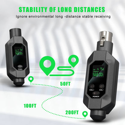Hridz N2 UHF Wireless Microphone Converter XLR Transmitter and Receiver