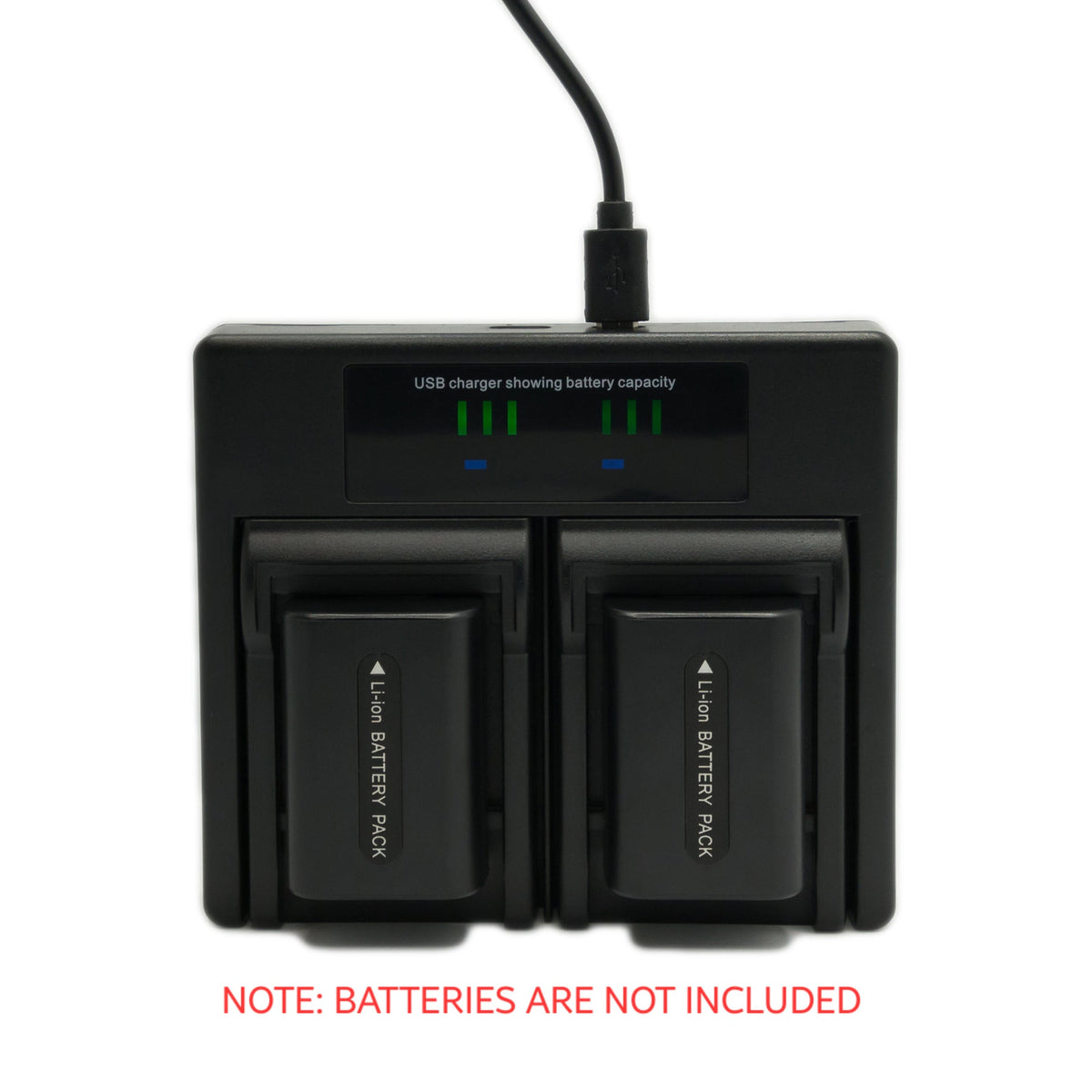 Hridz NP-FH50 Dual Battery Charger for Sony Cyber-shot HX100V, HX200V & Alpha A230–A390